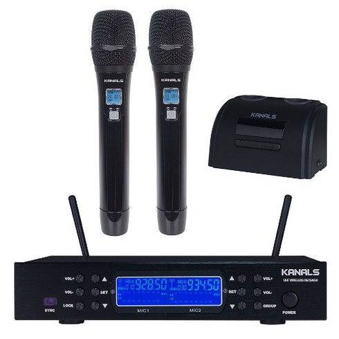 카날스 2채널 무선 핸드마이크2개 충전식 K-9300 (하울링 최소화), 유선핸드마이크 (케이블포함)