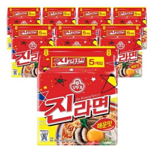 오뚜기 진라면 매운맛 봉지라면 120g 40개, 상세페이지 참조, 5개입 8팩