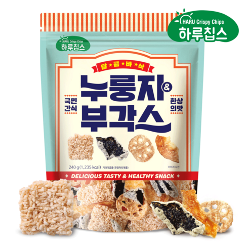 빠삭칩 - [빠삭칩]누룽지&부각스240gX4봉/부각 누룽지 원물간식 빠삭칩 칩, 240g, 4개