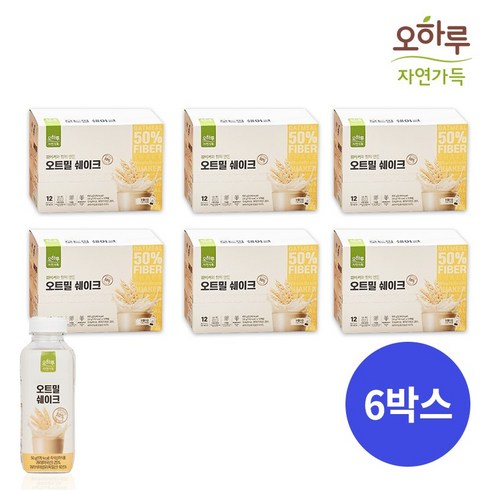 [오하루 자연가득] 오트밀 쉐이크 72입 (6박스), 600g, 6개