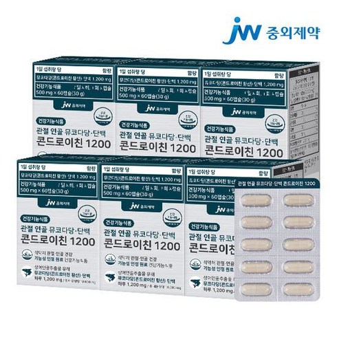 JW중외제약 관절 연골 뮤코다당 단백 콘드로이친 1200, 60정, 6박스