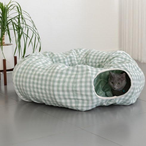 세븐펫 숨숨터널 고양이 터널 하우스 장난감, 그린, 1개