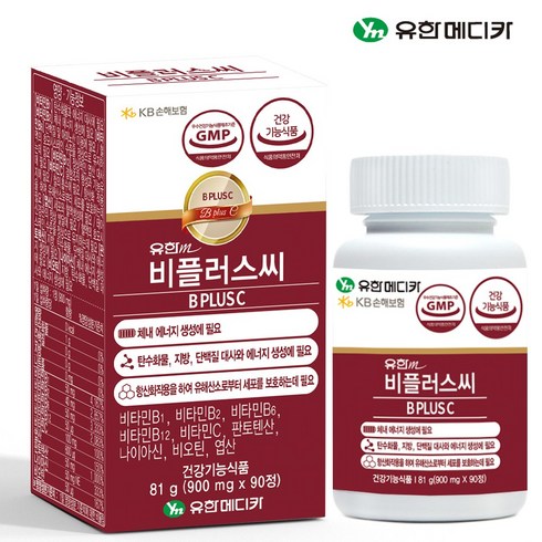 유한 비플러스씨 비타민B 비타민C 비컴플렉스 활력비타민 피로회복, 90정, 2개