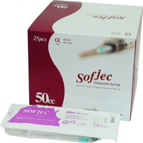 화진 일회용주사기 50ccl 18Gx1-1/2inch 25개입., 1박스