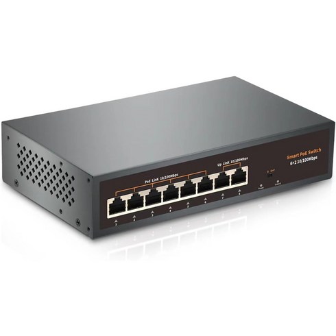 2 업링크 6 PoE+ 포트 100Mbps 78W 802. 3af/at 금속 데스크톱 벽면 장착 가능 VLAN 기능 250미터 확장 금속 팬리스 플러그 앤 플레이 네트워크, F0620FBL-A, Da-F0620FBL