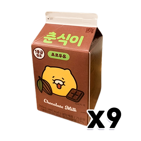 춘식이 우유 - 춘식이 초코우유 팩우유 500ml 9개입, 9개