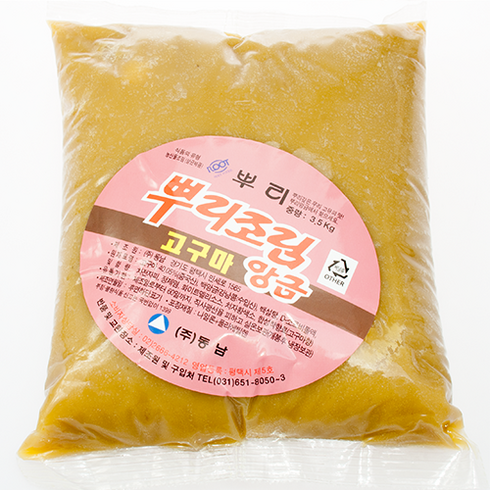 뿌리앙금 뿌리조림앙금 고구마앙금3kg*3봉(고구마붕어빵앙금/잉어빵앙금/황등앙금)1box, 3.5kg, 3개