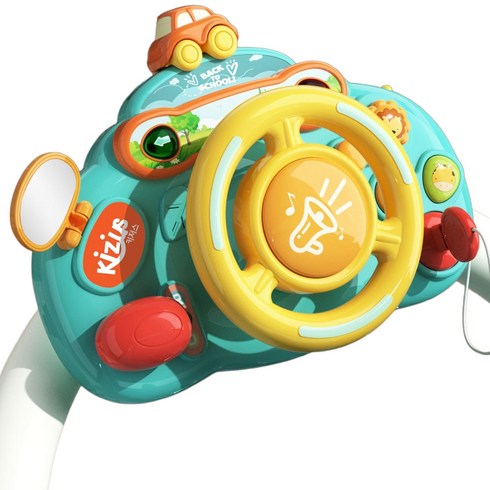 키저스 고고 드라이빙 핸들 자동차 운전놀이 카시트 유모차 장난감, 민트