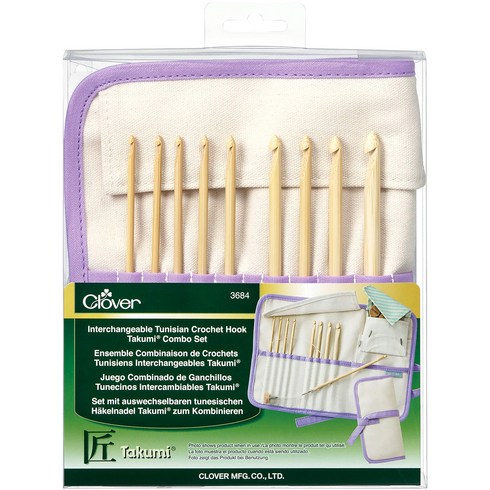 타쿠미콤보 - Clover Interchangeable Tunisian Crochet Hook "Takumi" Combo Set 클로버 교체 가능한 튀니지식 크로셰 후크 "타쿠미" 콤보 세트, 1개