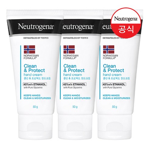 뉴트로지나 클린 앤 프로텍트 핸드크림, 50g, 3개