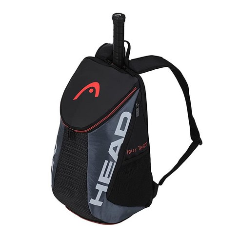 HEAD Tour Team 테니스 백팩 2 라켓 휴대용 가방 패딩 처리된 어깨끈 및 신발 칸 포함 - 블랙/그레이