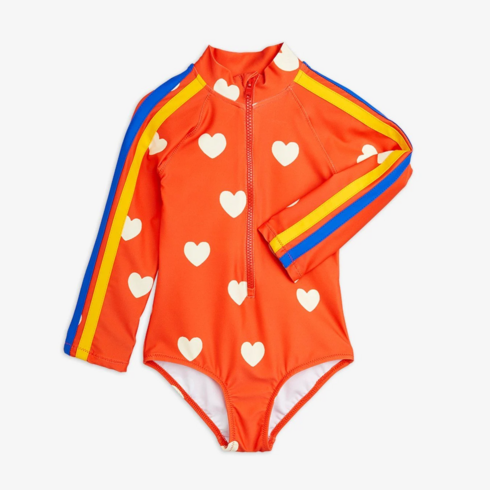 미니로디니수영복 - [MINI RODINI] 미니로디니 24SS 키즈 수영복 Hearts aop ls uv swimsuit 2428011442