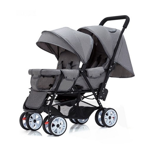 쌍둥이 유모차 트윈 아기 전면 및 후면 앉은 두 아이 더블 앉고 누워 경량 접이식 어린이, 20.Front and rear seat advance