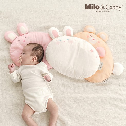 밀로앤개비 생후1일부터 신생아 아기낮은베개 배냇베개 커버 + 충전재 세트, 베베 로라, 1세트