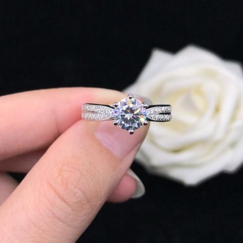 모이사나이트 반지 패션 여성 정품 플래티넘 950 1.5CT 스타 브릴리언트 다이아몬드 약혼 PT950 스탬