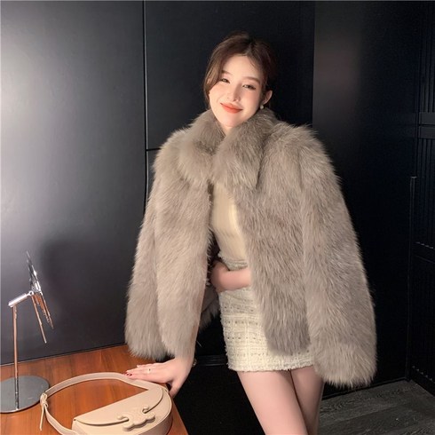 2023년 가성비 최고 여성퍼코트 - ANYOU 밍크 여성 울라이크 폭스 퍼 쇼 코트 가을 겨울 밍크털 코트