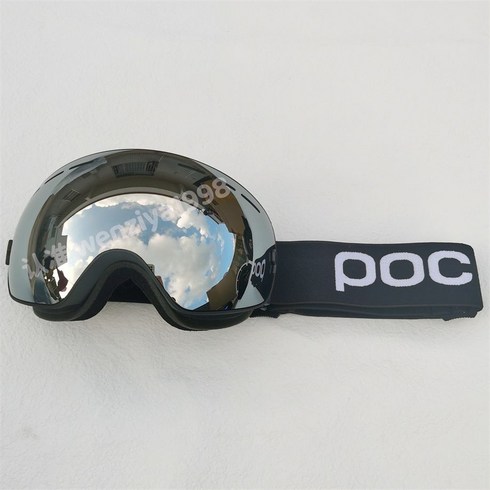 POC 쉼표 이중 안개 방지 스키 글라스 코팅 안경 등산 장비 UV 충돌 방지 고글 착용 가능, 검은 테 은화
