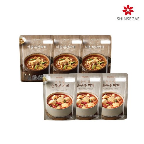 피코크밀키트 - 피코크 순두부찌개 3팩 + 차돌된장찌개 3팩 총 3kg, 1개