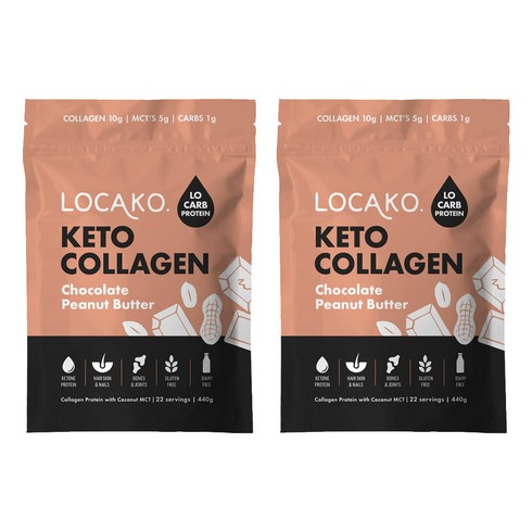 로카코퍼레이트 - 로카코 (Locako) 케토 콜라겐 초콜렛 피넛버터 440g X 2개, 880g, 1세트