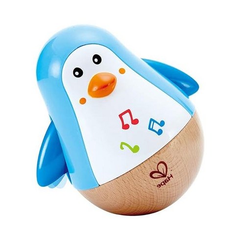 Hape Penguin Musical Wobbler | Colorful Wobbling Melody Penguin Roly Poly Toy for Kids 6 Months+, Blue