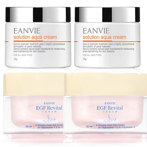엔비 EGF 리바이탈 리페어 크림 2개 + 솔루션 아쿠아 크림 2개( 미백 수분 크림 + 트러블 진정 크림)
