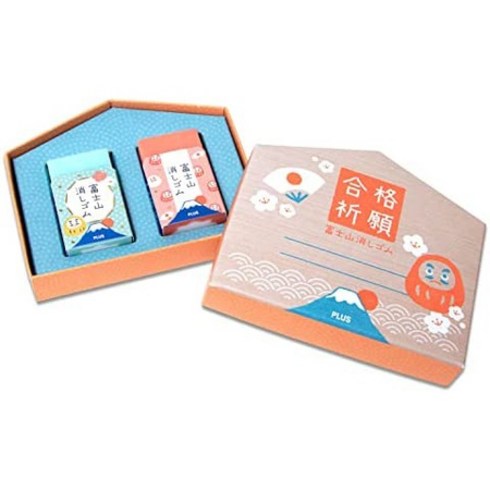일본직발송 3. PLUS 플러스 지우개 에어 인 후지산 지우개 한정 후지 에마 다루마 ER-100AIF-2P 36-518 B0, One Size, 달마