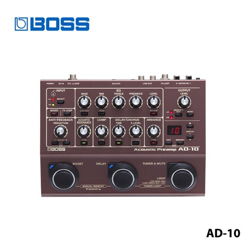 BOSS AD-10 어쿠스틱 기타 프로세서 페달 AD 10, 갈색