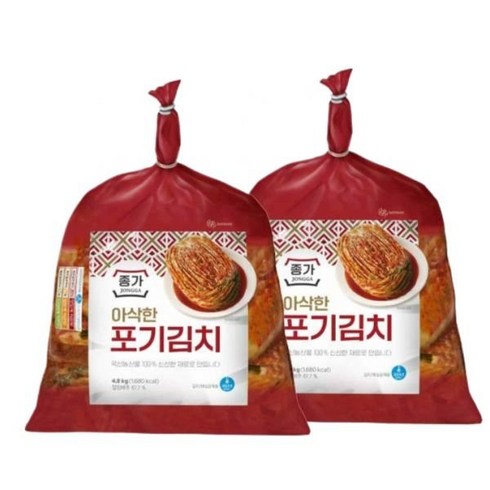 종가 종가집 아삭한포기김치 4.8kg2 총 9.6kg - 종가집 [종가] 아삭한 포기김치 9.6kg (4.8kg x 2ea), 2개, 4.8kg