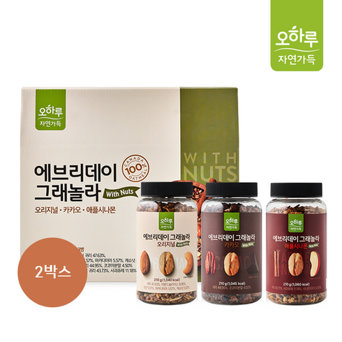 오하루 자연가득 에브리데이 그래놀라 3입X2박스, 420g, 2개