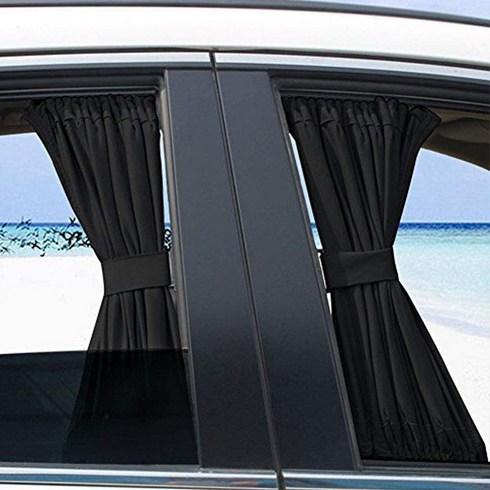 자동차커튼 - 인앤캠핑 차량용 커튼 햇빛가리개 레일형 세트 70cm, 블랙, 2개