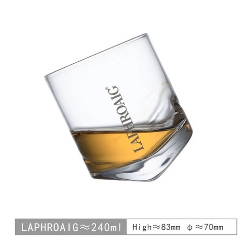 LAPHROAIG 라프로익 틸트 바닥 핸드메이드 크리스탈 위스키 글라스 240ML, 2개