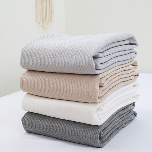 순면 60수 일자누빔 피그먼트 패밀리 침대패드, 화이트