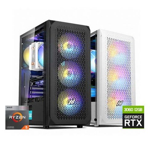 게이밍 조립 컴퓨터 라이젠5 RTX3060 고사양 배틀그라운드 스팀 게임용 PC 본체, 01.블랙 LED 케이스