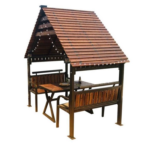 파고라 정원 원두막 원목 옥상 루프탑 마당 전원주택, 4인실 +천지붕 + 초가(플라스틱 목재 모형)