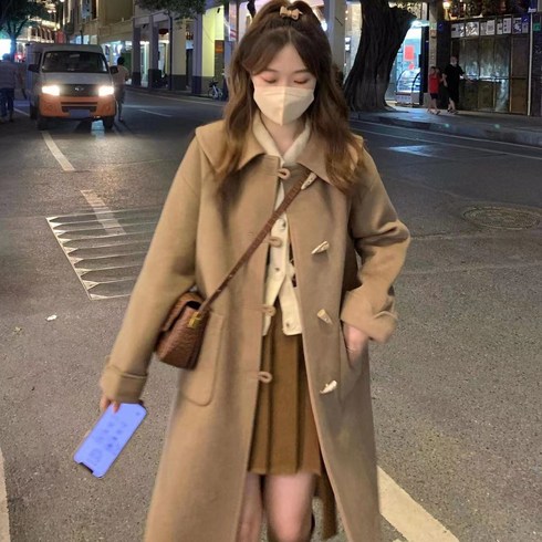 2023년 가성비 최고 떡볶이단추코트 - 여성 오버핏 더플코트 떡볶이단추 모직 롱