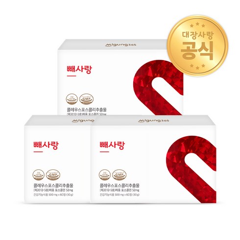 빼소 - 미궁365 빼사랑 60정 콜레우스포스콜리 다이어트, 500mg, 3박스