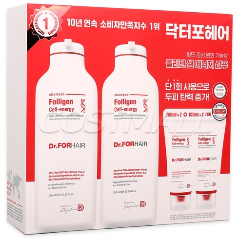 닥터포헤어 폴리젠 셀에너지 샴푸 750ml x 2개 + 100ml x 2개 코스트코, 1개
