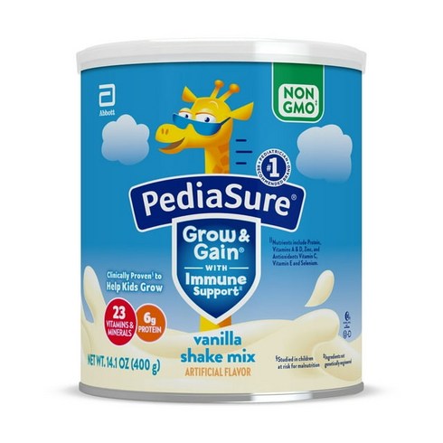 PediaSure 페디아슈어 그로우 앤 게인 바닐라 쉐이크 믹스 파우더 14.1oz( 397g), 1, 1개