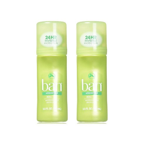 밴 롤온 데오도란트 데오드란트 무향 103ml 2개 배송 / Ban Deodorant 3.5 oz Roll-On Unscented 2 Pack, 0.103l