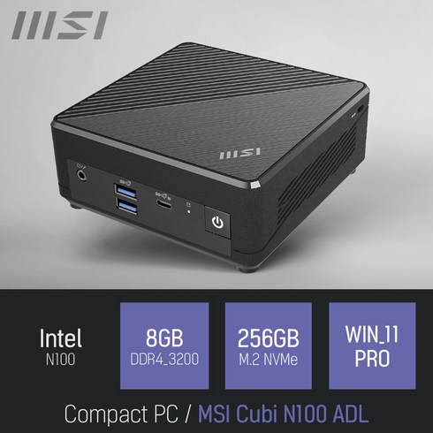 msi데스크탑 - MSI Cubi N100 ADL, 블랙, RAM 8GB+NVMe 256GB, WIN11 PRO