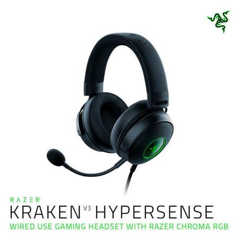 레이저코리아 크라켄 V3 하이퍼센스 HyperSense 게이밍 헤드셋, RZ04-03770100-R3M1/블랙