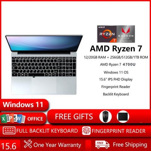 노트북 가성비 AMD Ryzen 7 4700U 옥타코어 노트북 156 인치 풀 HD LPDDR4 256 512 1024GB SSD 윈도우 10 프로 듀얼 와이파이, 없음, 없음, 5) 4GB RAM 128GB SSD  미국