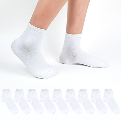 더베이직 여성용 무지 심플 중목 양말 10켤레