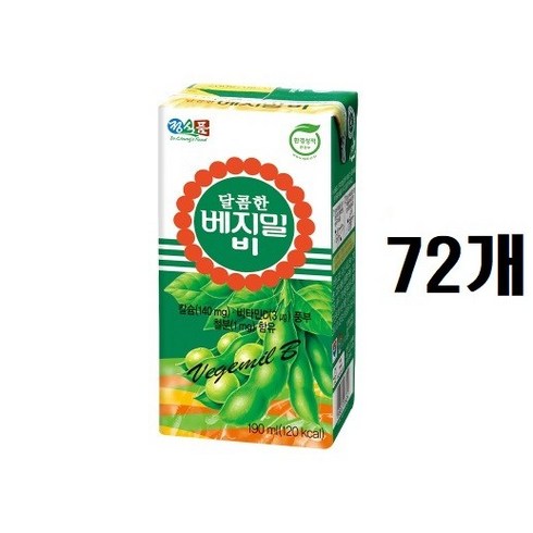베지밀 달콤한 비 두유, 72개, 190ml
