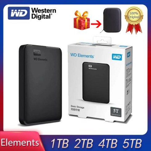 wdelements - Western Digital-WD Elements 5TB 휴대용 외장 하드 드라이브 4TB 2TB 1TB USB 3.0 휴대용 HDD 하드 디스, 02 2TB, 한개옵션1