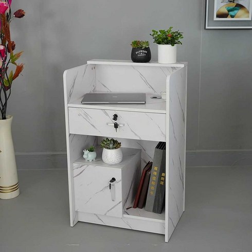 미니카운터 테이블 미용실 안내데스크 계산대 프론트, 시멘트 그레이(캐비닛 A3) 60x42x95cm