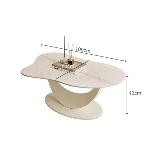 구름테이블 모던심플스타일 뭉게구름테이블 구름 라운드, 미색 프레임 순백색 암석 슬라브 100