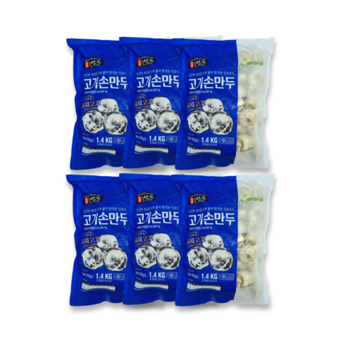 허만두 고기손만두 1박스(1.4kgx6봉), 1.4kg, 6개
