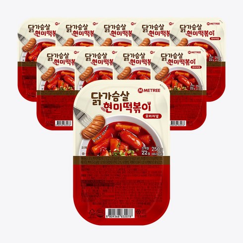곤약떡볶이 - 미트리 닭가슴살 현미떡볶이 오리지널 250g, 10개
