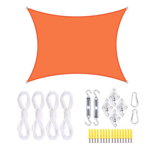 2023년 가성비 최고 홀리데이타프 - BAJIU 타프스크린 홀리데이타프 자외선 차단 그늘막 옥스퍼드 천 그늘막타프 액세서리 세트, 4*5m, 귤색
